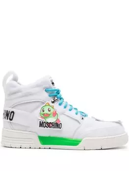 Moschino высокие кеды с аппликацией, белый
