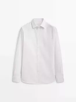 Мягкая хлопковая оксфордская рубашка приталенного кроя Massimo Dutti, белый