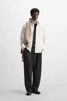 Мягкая хлопковая рубашка ZARA, бежевый