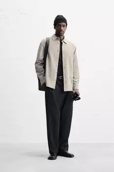Мягкая хлопковая рубашка ZARA, серый