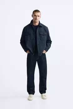 Мягкая рубашка ZARA, темно-синий