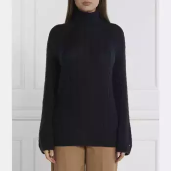 Мягкая шерстяная водолазка стандартного кроя с косичками Tommy Hilfiger, синий