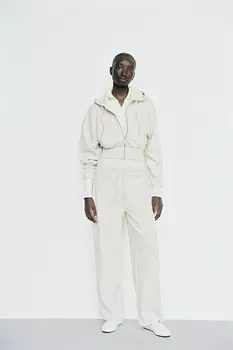 Мягкая толстовка с капюшоном ZARA, экрю