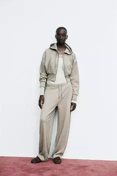Мягкая толстовка с капюшоном ZARA, хаки