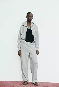 Мягкие широкие брюки ZARA, жемчужно-серый