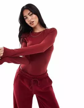 Мягкий боди Miss Selfridge с круглым вырезом, бордовый цвет