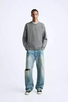 Мягкий фактурный свитер ZARA, серый