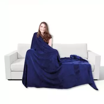 Мягкий плед из микрофибры, цвет: старая роза, размеры: 210х280 см. Bestgoodies, синий