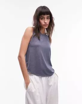 Мягкий синий топ свободного кроя без рукавов Topshop
