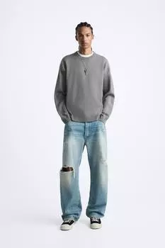 Мягкий текстурированный свитер ZARA, серый