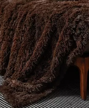 Мягкое и пушистое двустороннее плед с лохматым узором, 60 x 70 дюймов Cheer Collection, коричневый