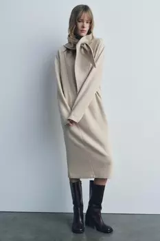 Мягкое миди платье ZARA, экрю