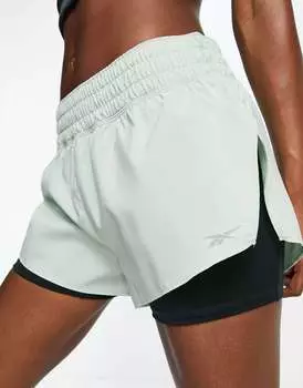 Мятно-зеленые шорты Reebok Running Training 2 в 1