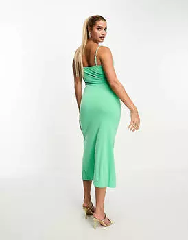 Мятное облегающее платье миди со сборками Vero Moda