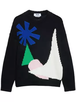MSGM джемпер с узором, черный