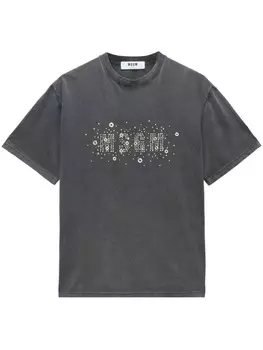 MSGM футболка с логотипом из заклепок, серый