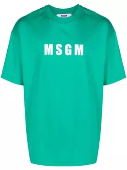 MSGM футболка с логотипом, зеленый