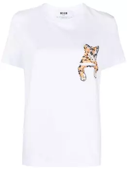 MSGM футболка с вышивкой бисером, белый