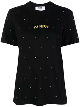 MSGM футболка со стразами, черный