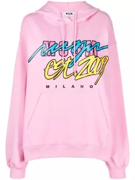 MSGM худи с графичным принтом, розовый