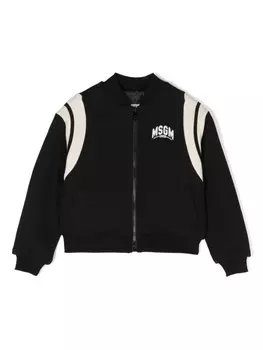 MSGM Kids бомбер с логотипом, черный