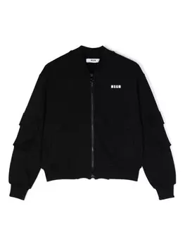 MSGM Kids флисовая куртка-бомбер, черный