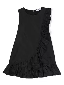 MSGM Kids платье из тафты с оборками, черный