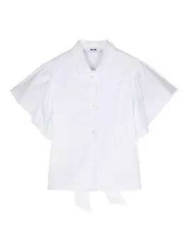 MSGM Kids рубашка с бантом, белый