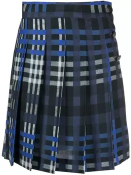 MSGM клетчатая юбка со складками, синий