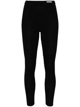 MSGM легинсы с логотипом, черный