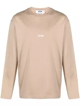 MSGM лонгслив с логотипом, коричневый