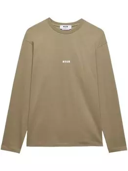 MSGM лонгслив с логотипом, зеленый