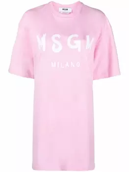 MSGM платье-футболка с логотипом, розовый