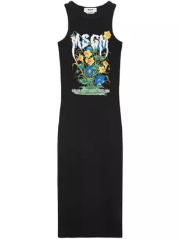 MSGM платье с логотипом, черный