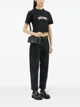 MSGM прямые джинсы с люверсами, черный