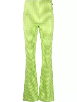 MSGM расклешенные брюки в клетку, зеленый