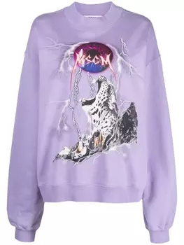 MSGM толстовка с графичным принтом, фиолетовый