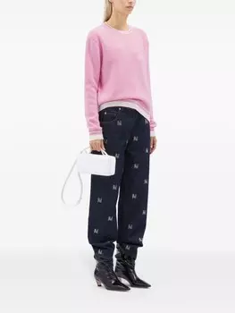 MSGM трикотажный топ с вышитым логотипом, розовый