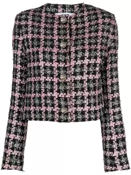 MSGM твидовый жакет в клетку, черный