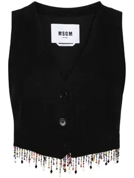 MSGM укороченный топ с бисером, черный