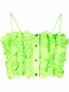 MSGM укороченный топ с оборками, зеленый
