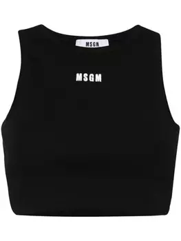MSGM укороченный топ с вышитым логотипом, черный