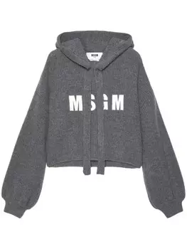 MSGM вязаный топ с вышитым логотипом, серый