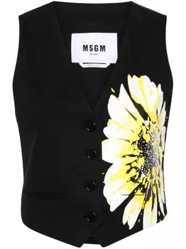 MSGM жилет с цветочным принтом, черный