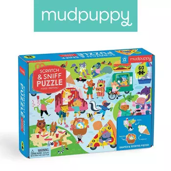 Mudpuppy, Сенсорный пазл с ароматическими элементами, Фестиваль вкусов, 60 деталей