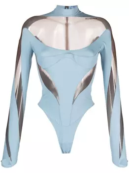 Mugler боди Illusion, синий