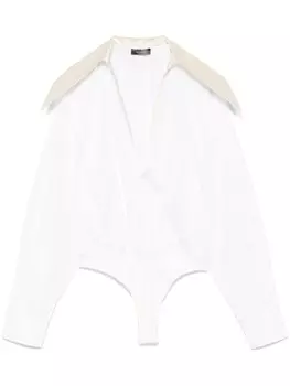Mugler боди с атласным воротником, белый