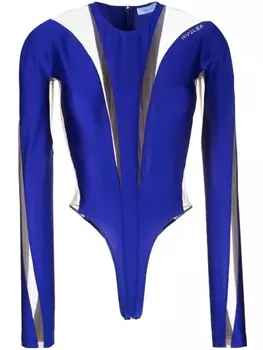 Mugler боди с длинными рукавами, синий