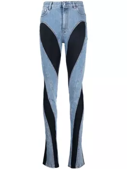 Mugler двухцветные джинсы скинни, синий