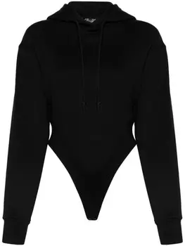 Mugler флисовое боди с капюшоном, черный